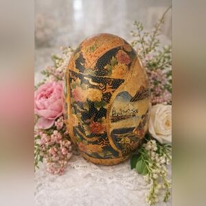 vintage hand-painted porcelain egg in the Satsuma style (Flowers Not Included)